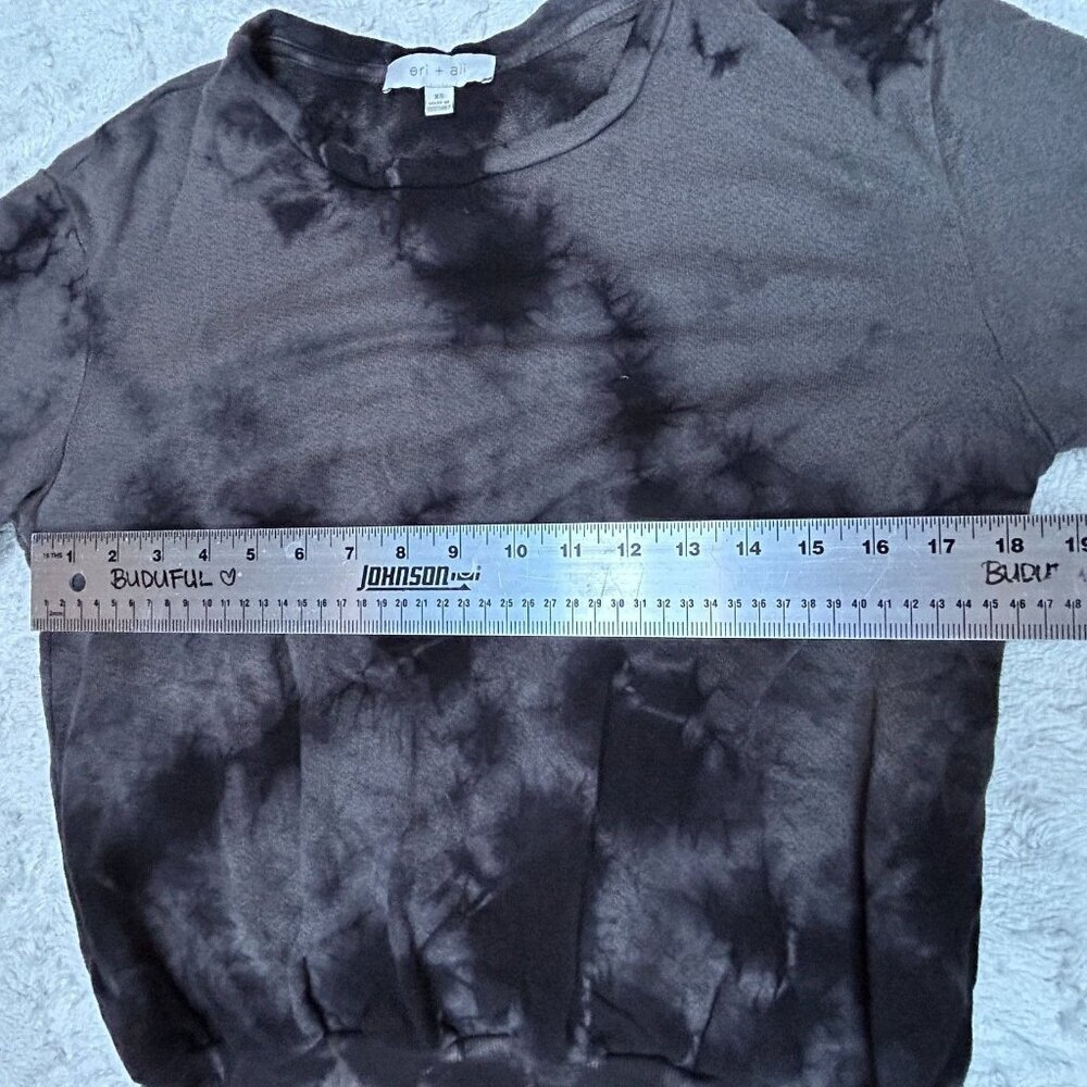Anthropologie Eri + Ali Women's Tie Dye Sweatshirt Long Sleeve Tee Black Gray XS - Picture 7 of 9